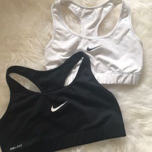 Black sports bra and white sports bra